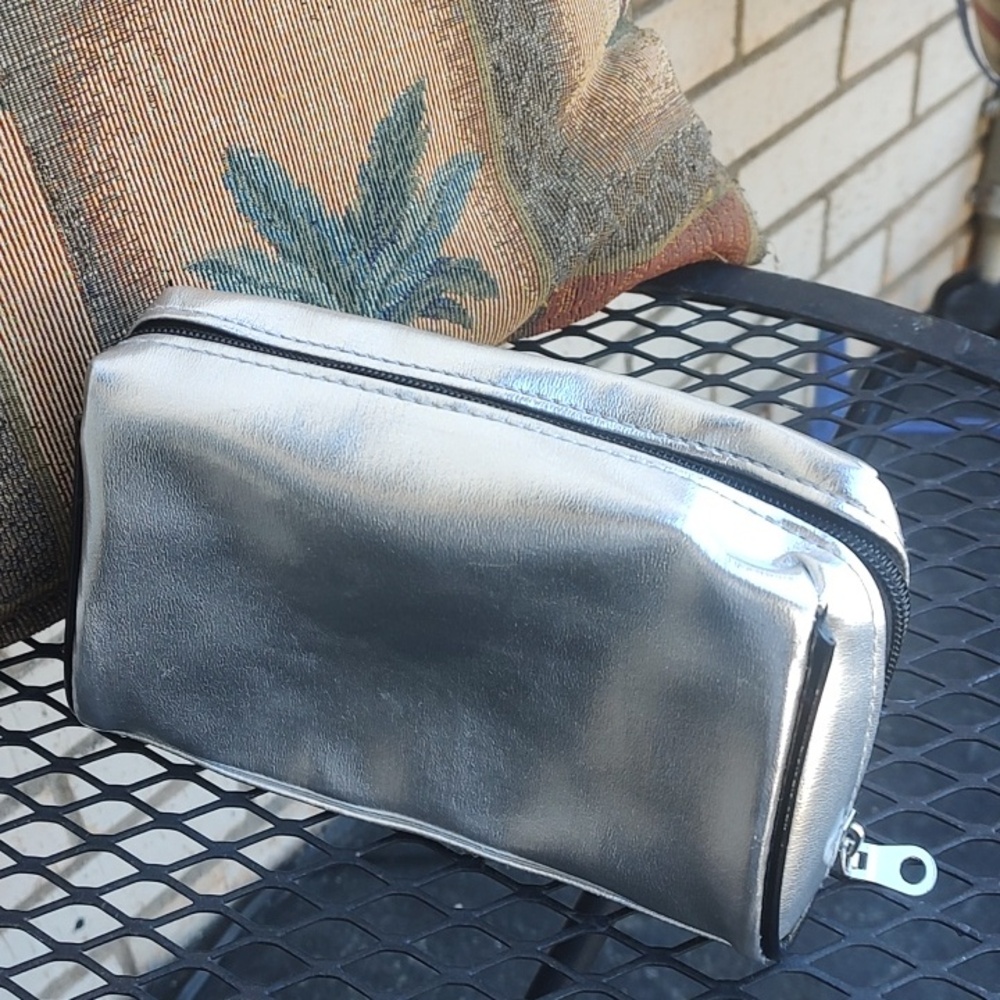 Silver Metallic Women's Cosmetic Pouch